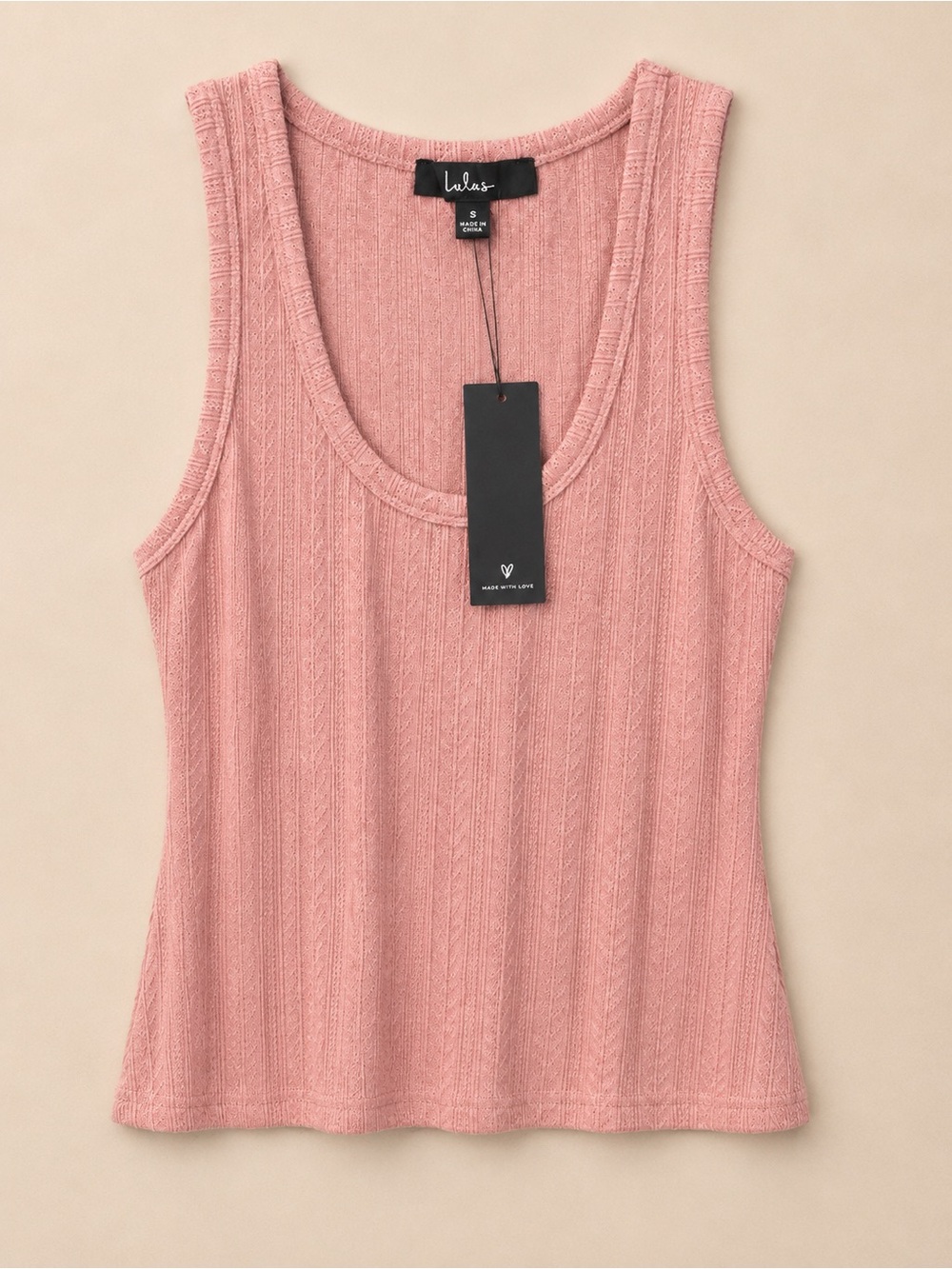 Lulu's Ribbed Scoop Tank in Dusty Pink